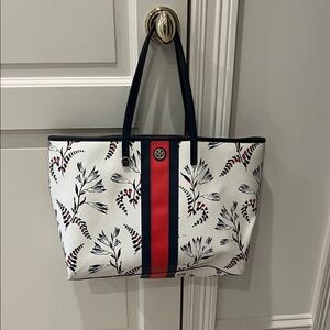 Tory Burch Kerrington Black and Red Floral Tote